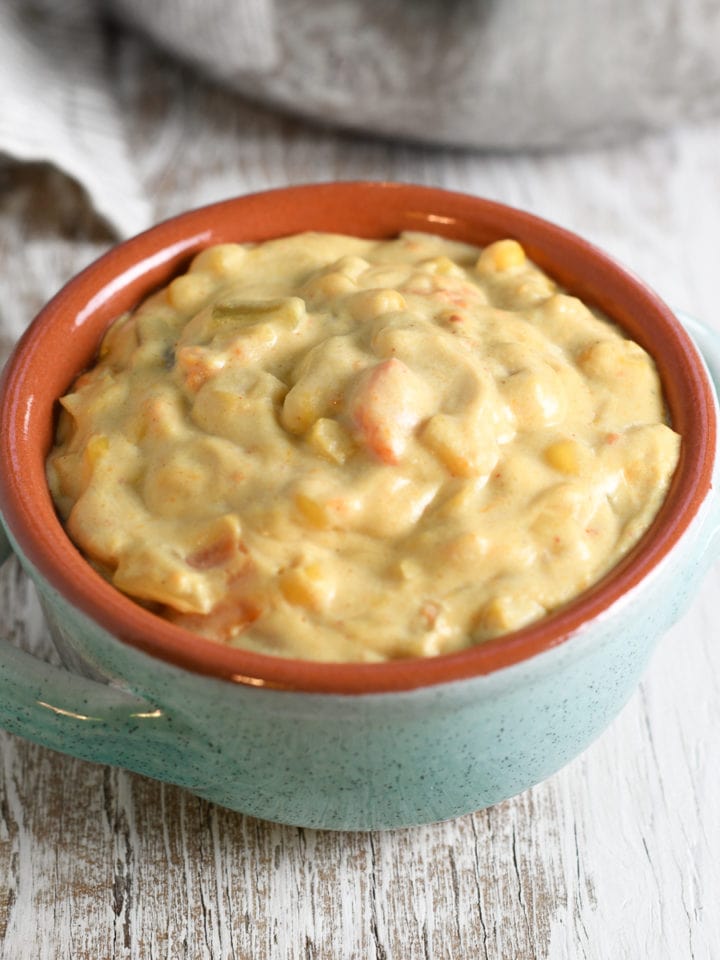 A heaping bowl of sweet potato chowder.